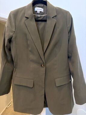 Calvin Klein Olive Green Single-Button Blazer